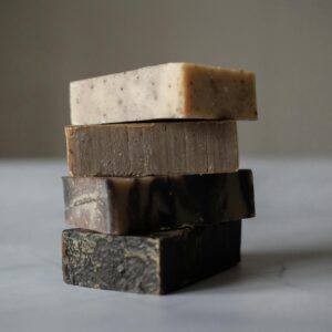 A stack of handmade organic soap bars, perfect for eco-friendly skincare routines.